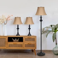 Lalia Home 3-Piece Restoration Bronze Lamp Set