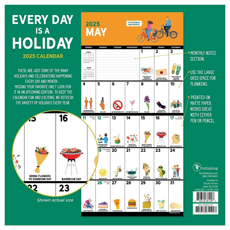 TF Publishing 2025 Every Day's A Holiday Mini Calendar