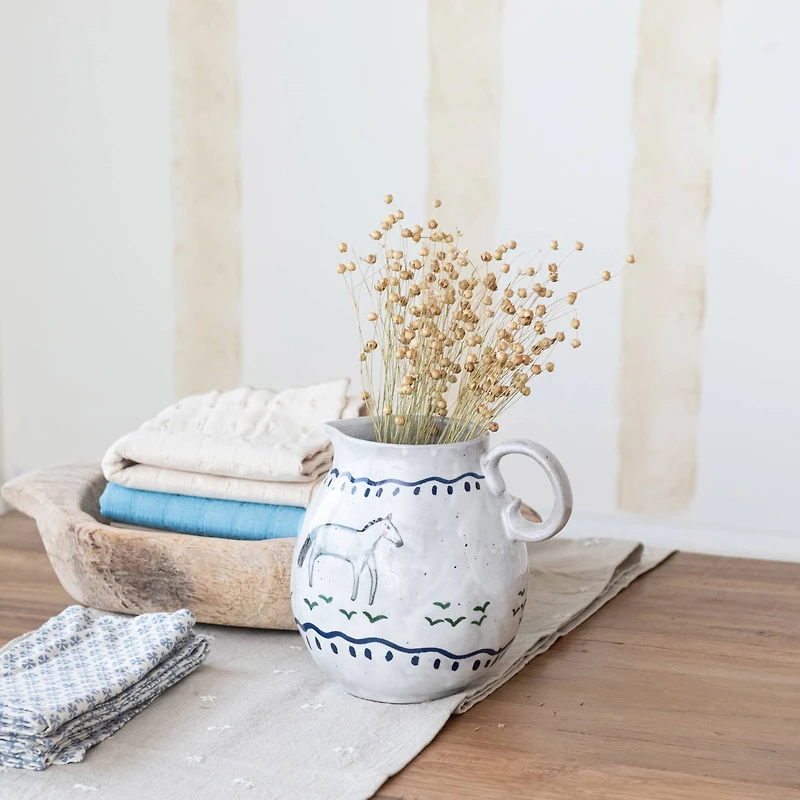 Hello Honey® 7.25" Horse Stoneware Pitcher