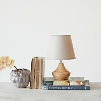 Hello Honey® 10.5" Natural Eucalyptus Wood Table Lamp with Linen Shade