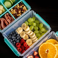 John Bead 10" Joy Filled Clear & Turquoise Stackable Storage With Handle