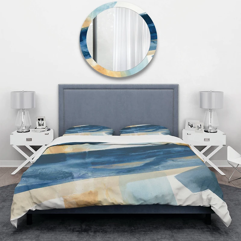Designart 'Indigo Panel I' Geometric Bedding Set