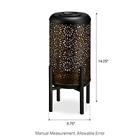 Glitzhome® 14.25" Metal Cutout Flower Pattern Solar Powered LED Outdoor Lantern