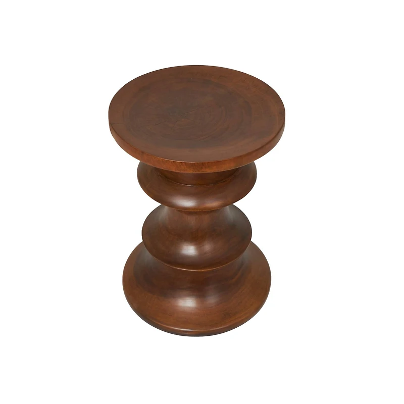 22" Brown Wood Geometric Accent Table