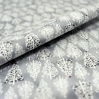 SINGER Christmas Holiday Gray Santa's Trees Cotton Fabric