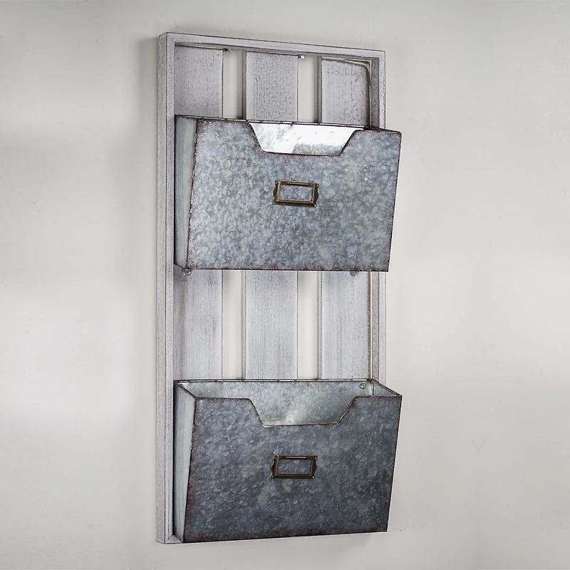 Galvanized Metal Mail & Magazine Wall Organizer