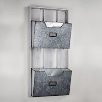 Galvanized Metal Mail & Magazine Wall Organizer