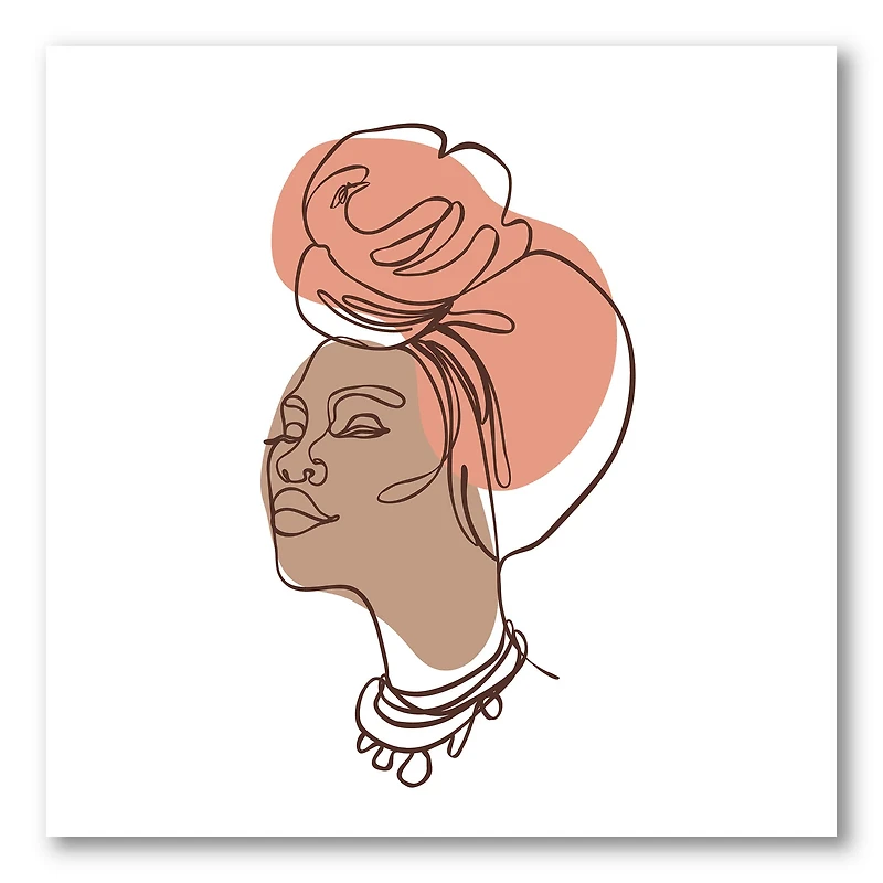 Designart - One Line Portrait of African American Woman IV