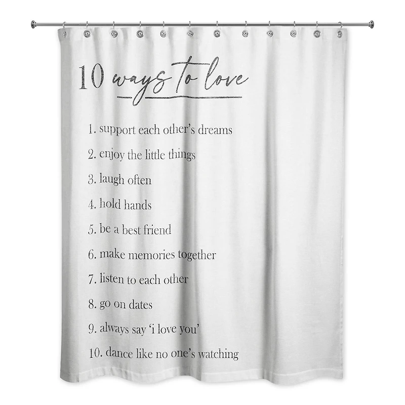 Ten Ways to Love 71" x 74" Shower Curtain