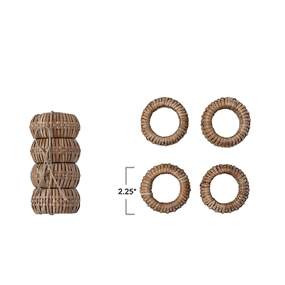 Hello Honey® Natural Handwoven Rattan Napkin Rings Set