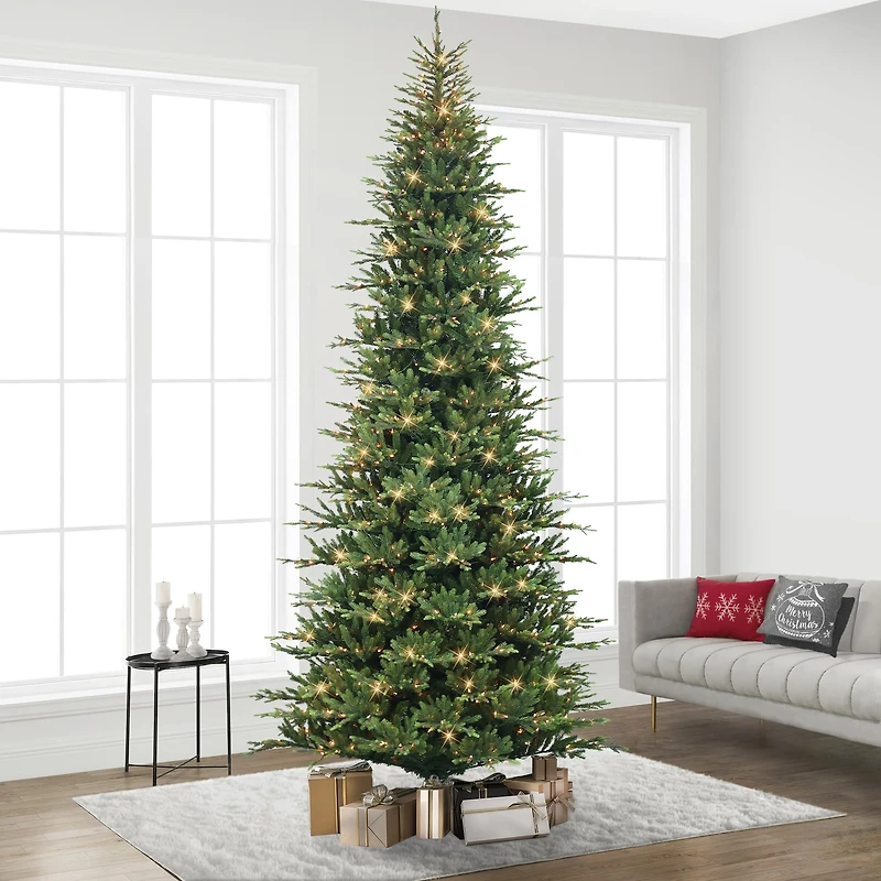 12ft. Pre-Lit Slim Balsam Artificial Fir Tree, Clear Lights