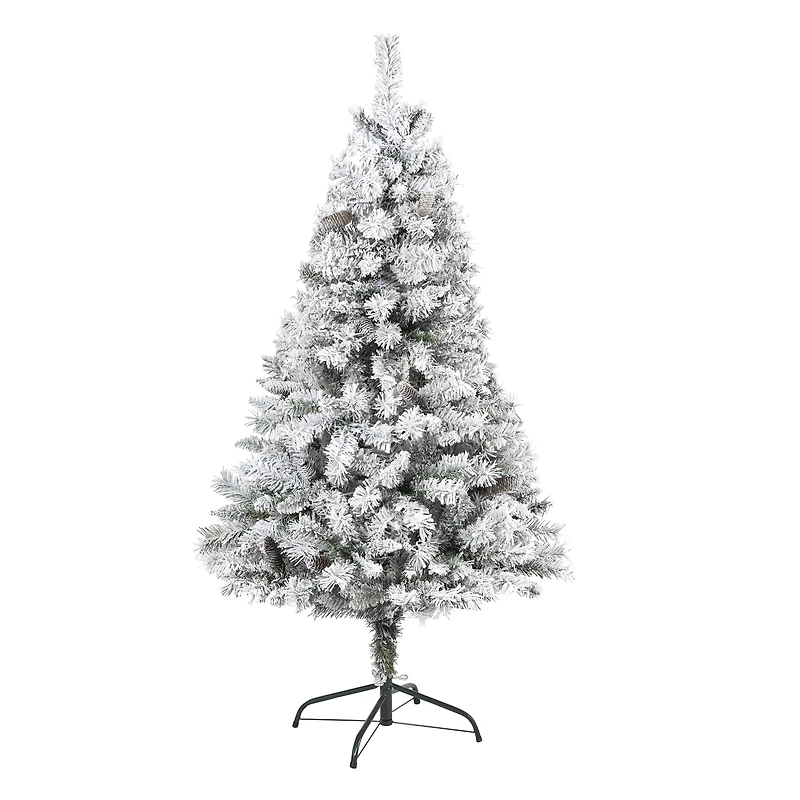 5ft. Unlit Flocked White River Mountain Pine & Pinecones Artificial Christmas Tree