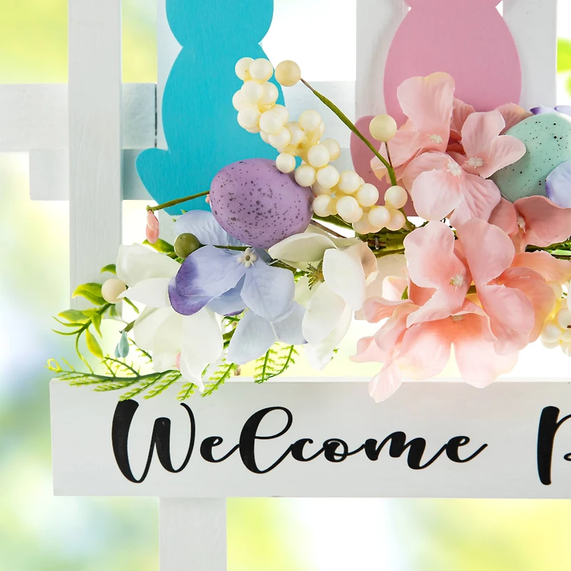 Glitzhome® 14" Easter Wooden Bunny Fence Door Hanger