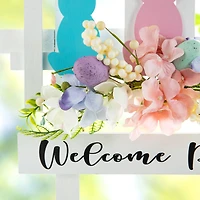 Glitzhome® 14" Easter Wooden Bunny Fence Door Hanger