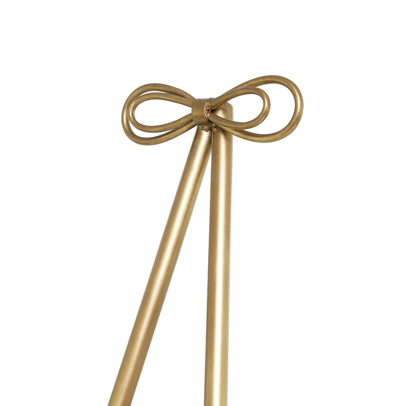Gold Metal Tall Adjustable Floor Easel with Bow Top