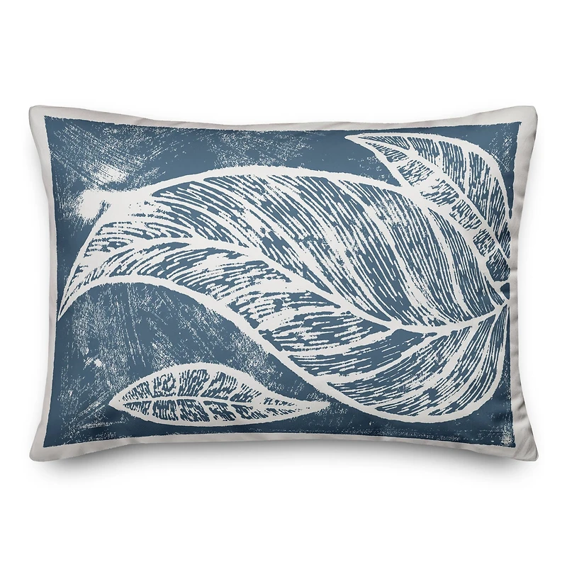 Navy Leaf Imprint Throw Pillow