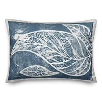 Navy Leaf Imprint Throw Pillow