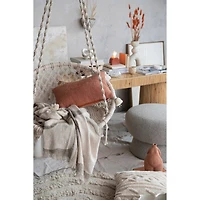 Hello Honey® Green and White Woven Cotton Blend Throw Blanket with Stripes and Fringe