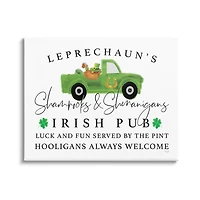 Stupell Industries Irish Pub Whimsical Leprechaun Green Shamrock Details Canvas Wall Art