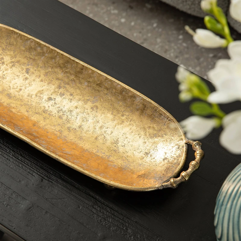 Glitzhome® Gold Oval Metal Decorative Trays Set