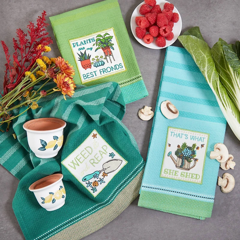 Assorted Weed It Embellished Dishtowel (Set of 3)