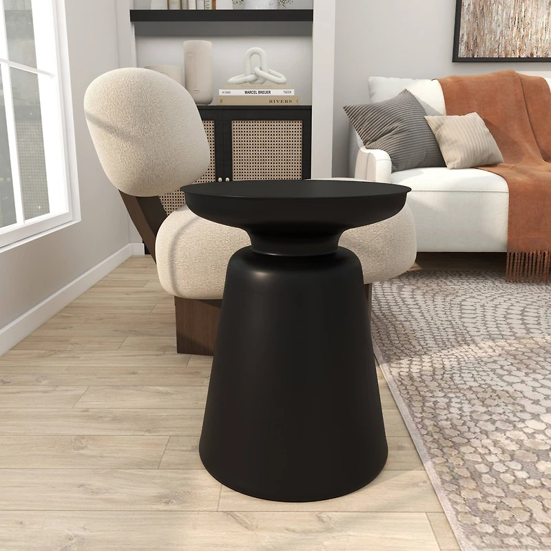 Black Metal Accent Table with Bell Shaped Base