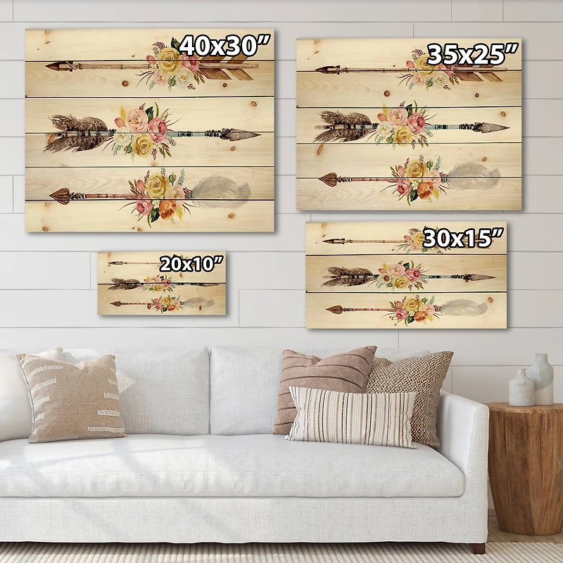 Designart - Ethnic Feathers and Flowers On Native Arrows II