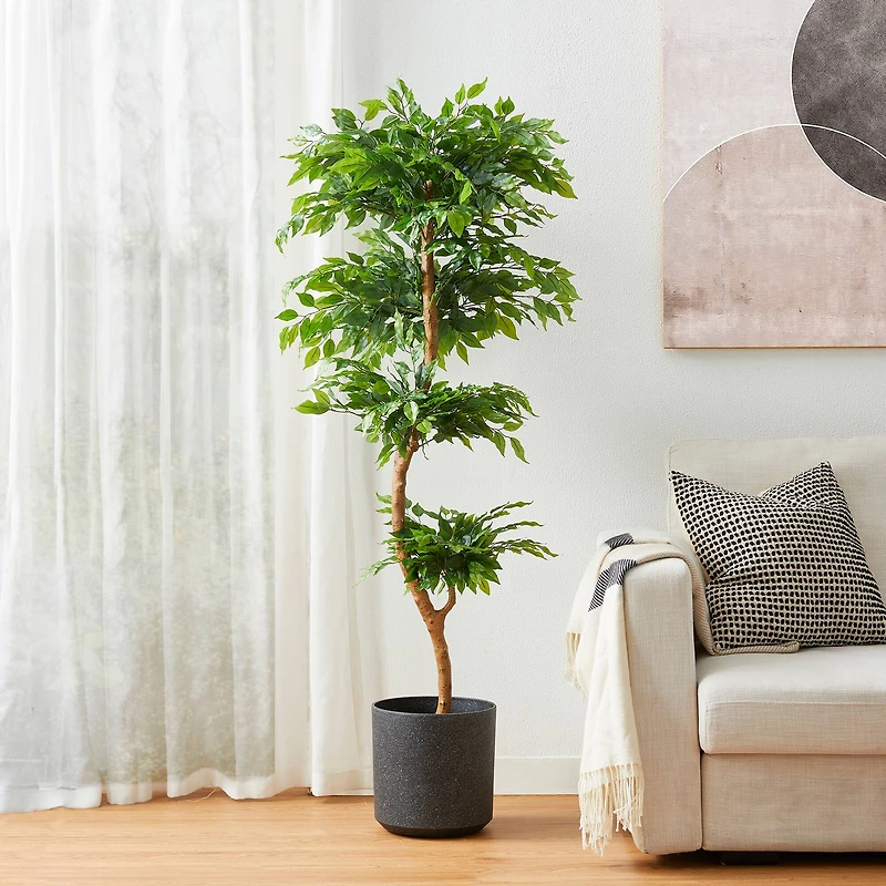 Glitzhome® 5ft. Creative Shaped Faux Ficus Tree in Pot