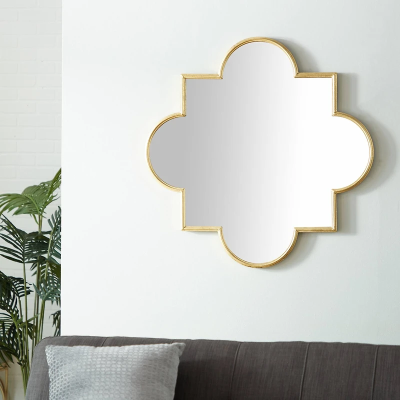 Gold Metal Contemporary Mirror, 34" x 1" x 34"