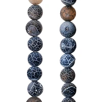 Black Crackled Agate Round Beads, 8mm by Bead Landing™