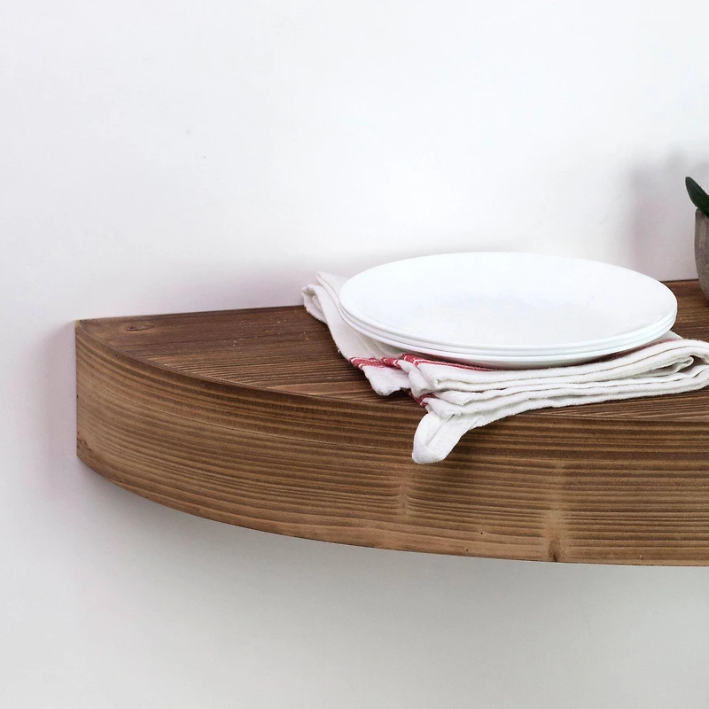 Round Wood Floating Wall Shelf