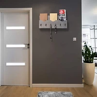 NEX™ Rustic Gray Wall Mounted Mail Holder & Organizer with 6 Key Hooks