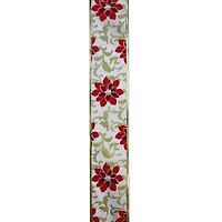 2.5" x 10yd. Wired Poinsettia Christmas Craft Ribbon, 12ct.