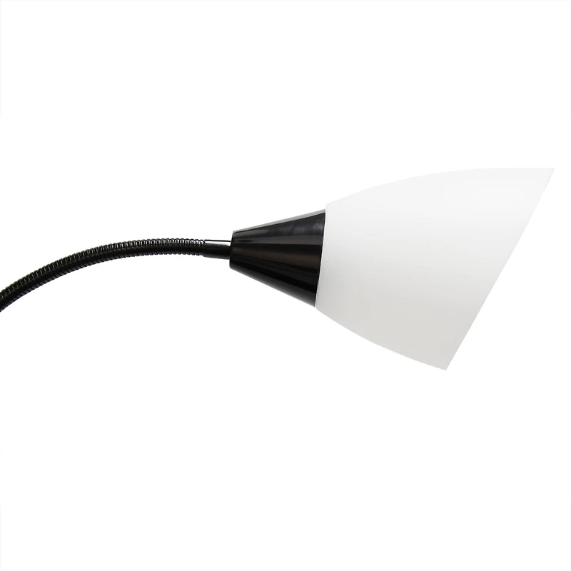 Simple Designs™ 5.5ft. 5-Light Gooseneck Black Floor Lamp with White Shades