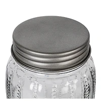 Hello Honey Tea Embossed Glass Jar with Metal Lid