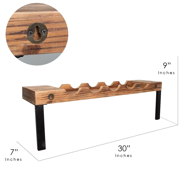 Rustic Wooden Wine Bottle Holder Display Rack