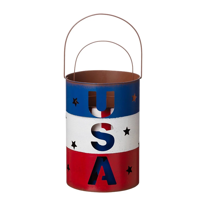 Glitzhome® Metal Patriotic American Bucket Set