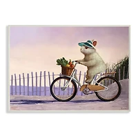 Stupell Industries Bunny Rabbit on Bike by Nautical Beach Wood Wall Plaque