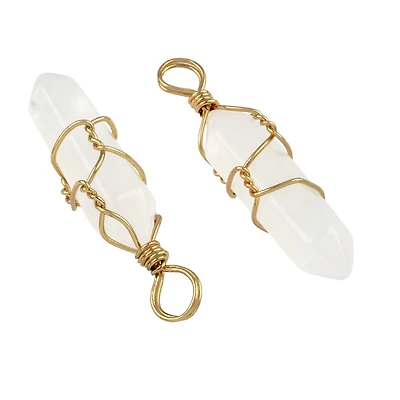 White Quartz Prism Pendants, 2ct. by Bead Landing™
