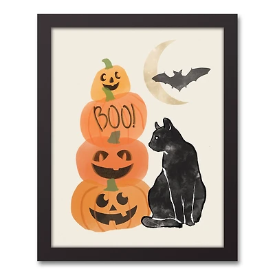 Halloween Still Life Black Framed Canvas Wall Art
