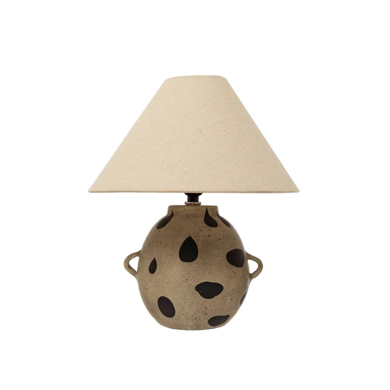 Hello Honey® 15" Hand-Painted Terra-cotta Table Lamp with Dots and Fabric Shade