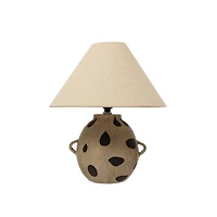 Hello Honey® 15" Hand-Painted Terra-cotta Table Lamp with Dots and Fabric Shade