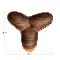 Hello Honey® Natural Modern Acacia Wood Appetizer Bowl with 3 Compartments