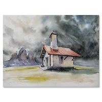 Designart - Rustic House On Mountain Top During Storm