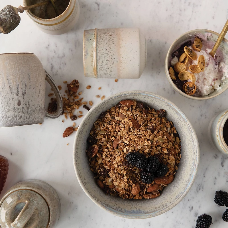 Hello Honey® Green & Blue Glaze Stoneware Honey Jar with Wood Honey Dipper