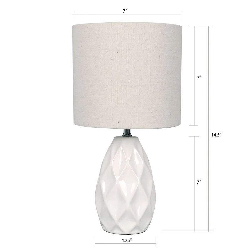 14.5" White Table Lamp with Natural Fabric Shade by Ashland®