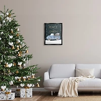 Stupell Industries Peace On Earth Snowy Truck Framed Floater Canvas Wall Art