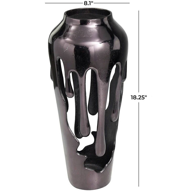 19" Black Aluminum Drip Vase with Melting Designed Body