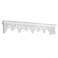 24" Whitewashed Hand-Carved Wood Floating Wall Shelf