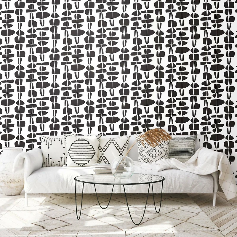 RoomMates Black Stacked Stones Peel & Stick Wallpaper